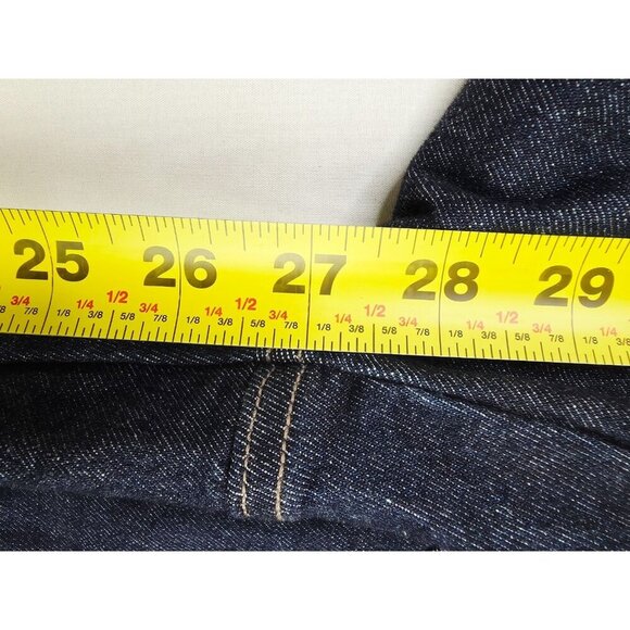 Uniqlo Size 28X27 Womens Slim Straight Mid Rise Kaihara Fabric Blue Denim Jeans - Picture 10 of 12